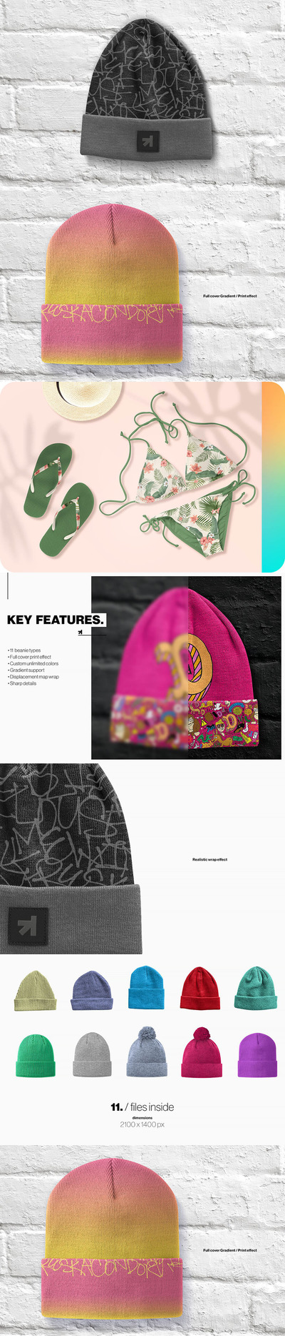 豆豆针织帽子样机套装 (psd)