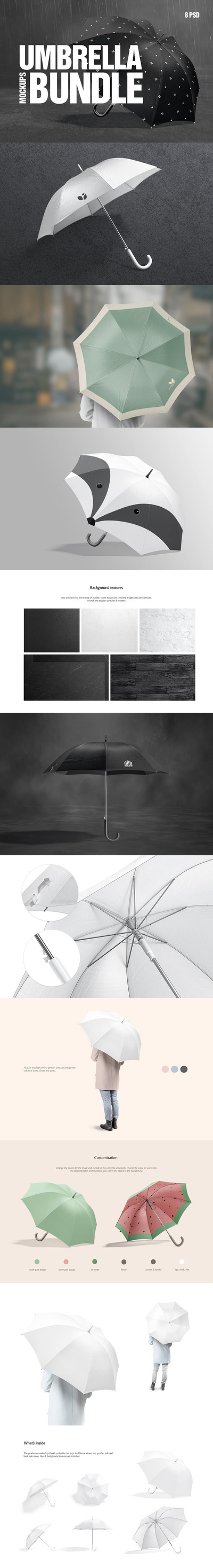 雨伞图案设计样机包 (psd)