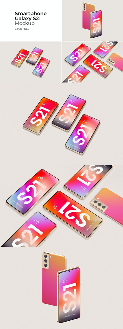 三星 S21智能手机模型 (PSD)