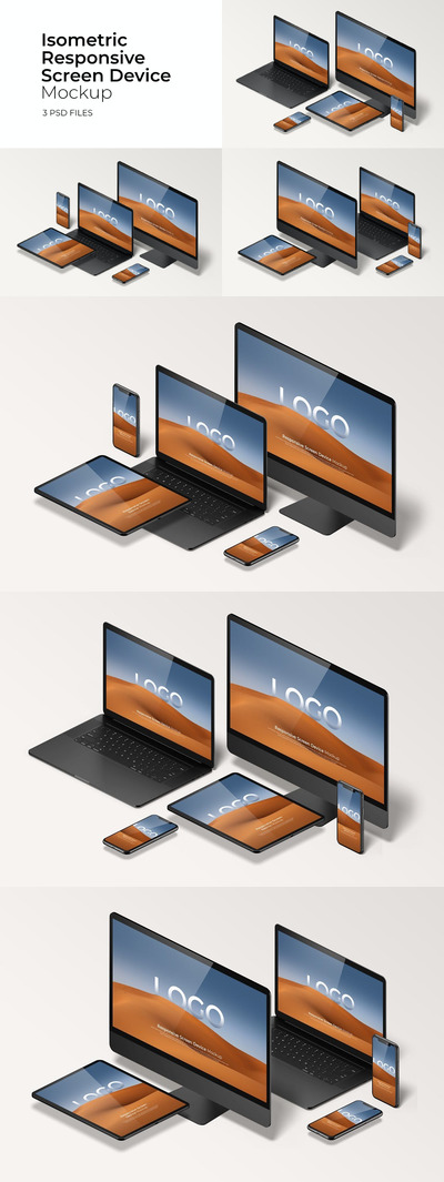响应式手机电脑屏幕模型(PSD)