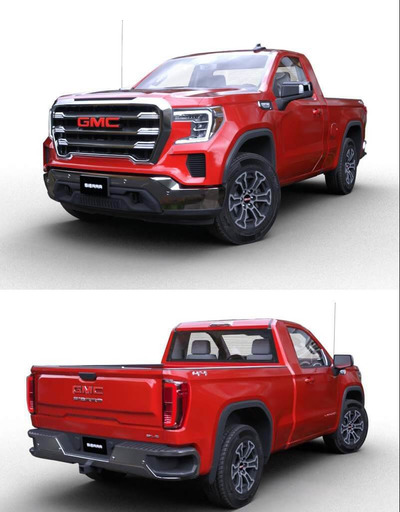 美式大皮卡 GMC Sierra Reg SLE 1500 2020 汽车3D模型 (MAX,3DS,FBX,OBJ,C4D,LWO,TEX)