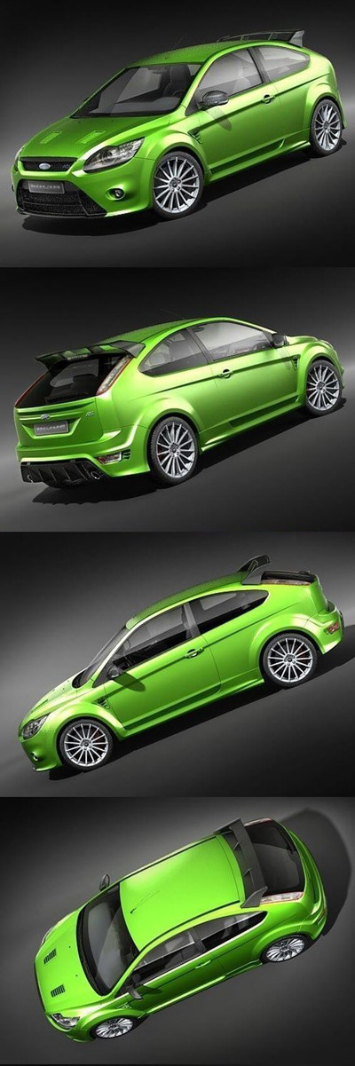 福特 Focus RS 2009 汽车跑车3D模型 (MAX,3DS,FBX,OBJ,C4D,LWO,TEX)