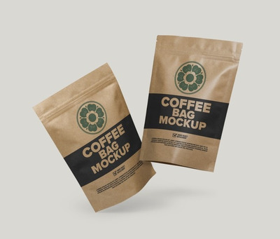 纸咖啡袋品牌包装样机模板 [psd]