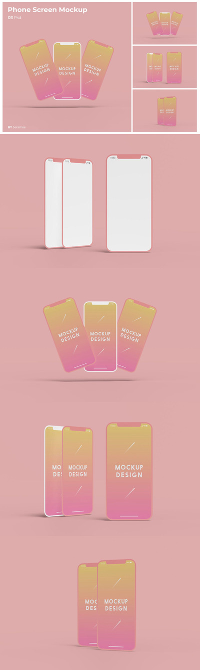 手机屏幕展示模型(PDF,PSD)