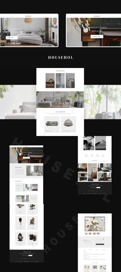 Household 极简主义家具品牌店官网设计 UI/UX Design