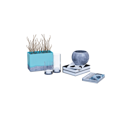 蓝色花瓶烛台等装饰品组合3D模型（OBJ,FBX,MAX）