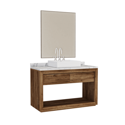 棕色木柜搭配大理石台面的洗手台3D模型（OBJ,FBX,MAX）