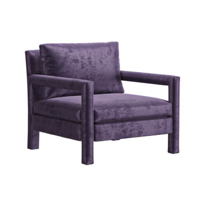 Milo紫色麂皮绒单人扶手沙发3D模型（OBJ,FBX,MAX）