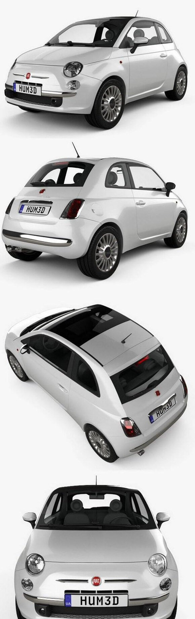 菲亚特 500 2010 汽车3D模型下载 (MAX,3DS,FBX,OBJ,C4D,LWO)