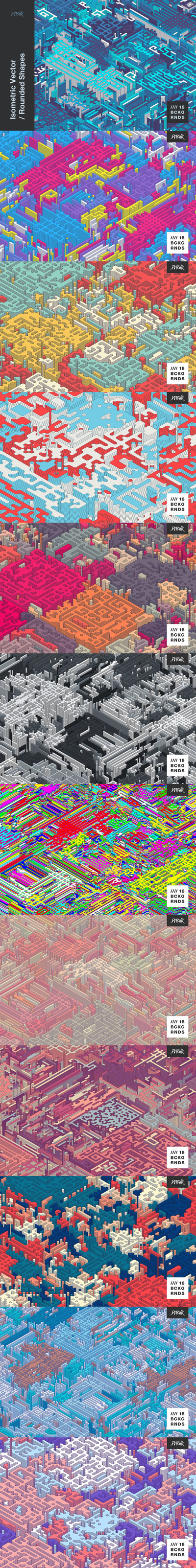 18个彩色实验等距背景下载 (EPS,JPG)