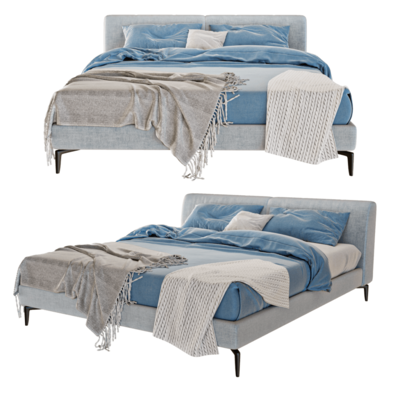 Margot浅蓝色软垫床3D模型（OBJ,FBX,MAX）
