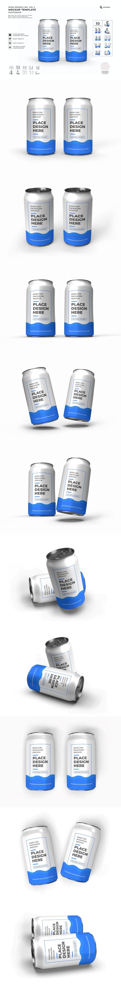 高端的饮料易拉罐模型 Vol 2 (PSD)