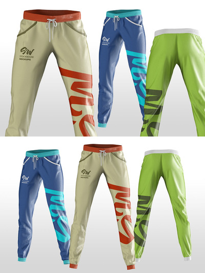 运动跑步休闲裤样机 (PSD)