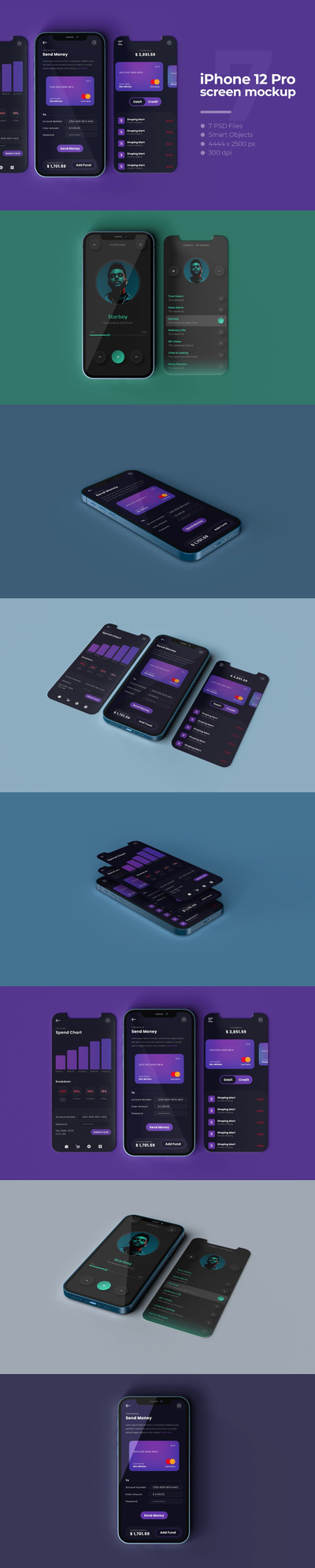 高端iPhone 12 Pro 屏幕设计模型Vol 2 (PSD)