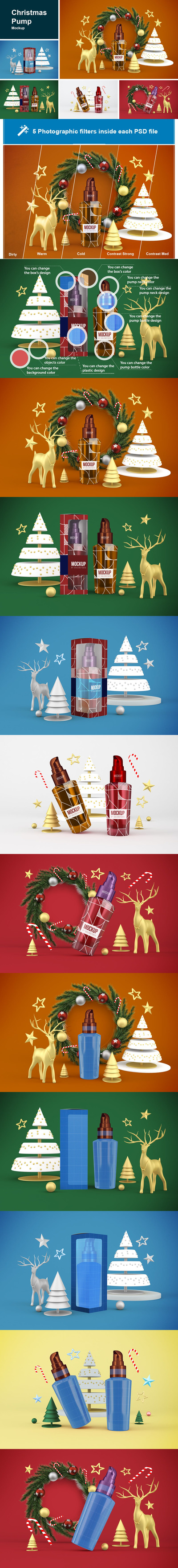 圣诞节主题按压泵产品样机(PSD)