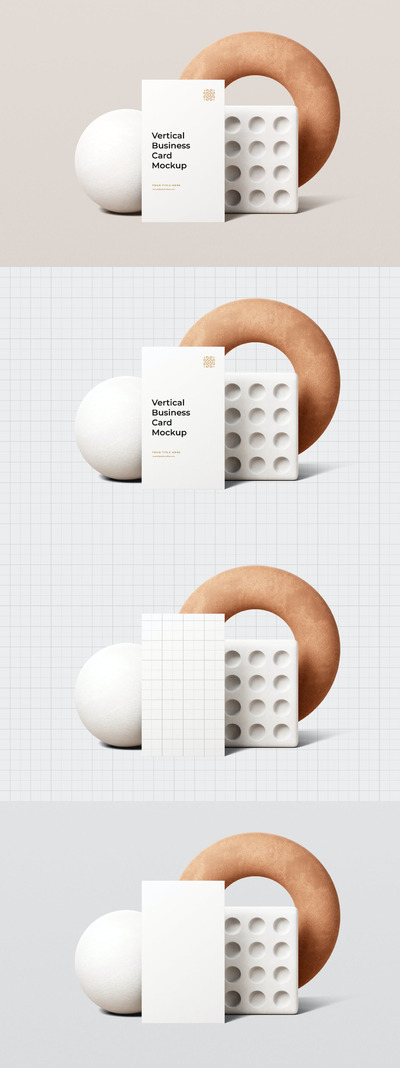 垂直的极简名片样机 (PSD)