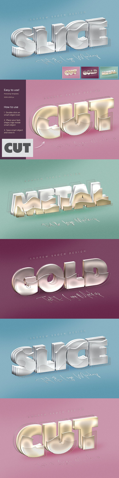 时尚高端3D立体金属切割效果的字体设计图层样式