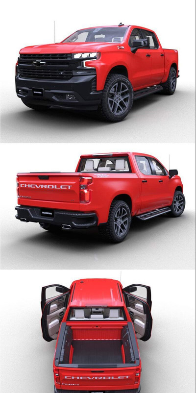 雪佛兰 Silverado Crew Trail Boss 2019 汽车模型下载 (MAX,3DS,FBX,OBJ,C4D,LWO,TEX)
