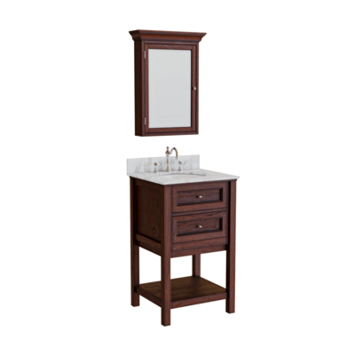 单人棕色木柜搭配浅色大理石台面洗手台3D模型（OBJ,FBX,MAX）