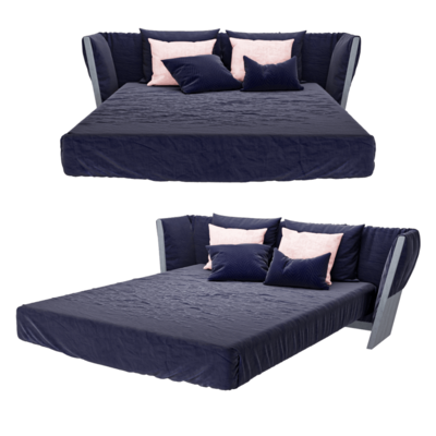 现代深蓝色软垫床3D模型（OBJ,FBX,MAX）