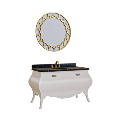 Eurodesign Prestige不规则形状的优雅洗手台和圆形镜子3D模型（OBJ,FBX,MAX）