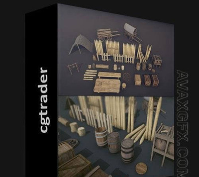 游戏适合的中世纪道具3D模型下载 (fbx,obj,blend)