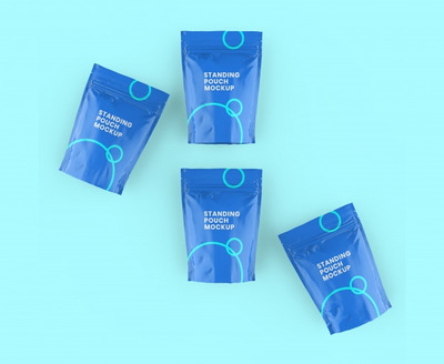 立式哑光零食袋顶视图样机 [psd]