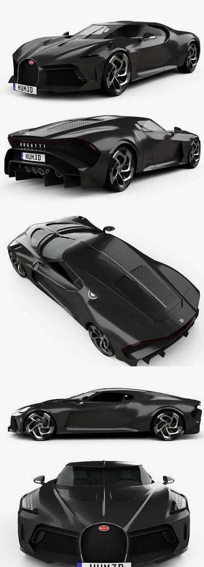 布加迪 La Voiture Noire 2019 超级豪华跑车3D模型下载（Blend,OBJ,FBX,MAX,C4D）