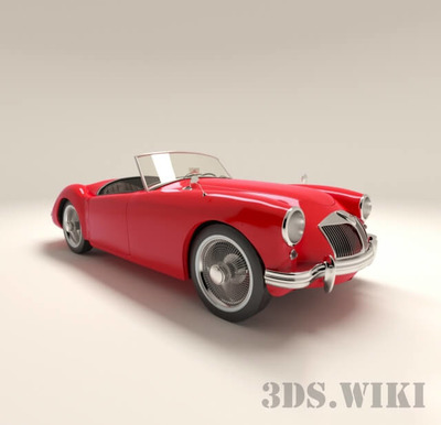 英国1950年代MG MGA 1955红色汽车3D模型（FBX,MAX）