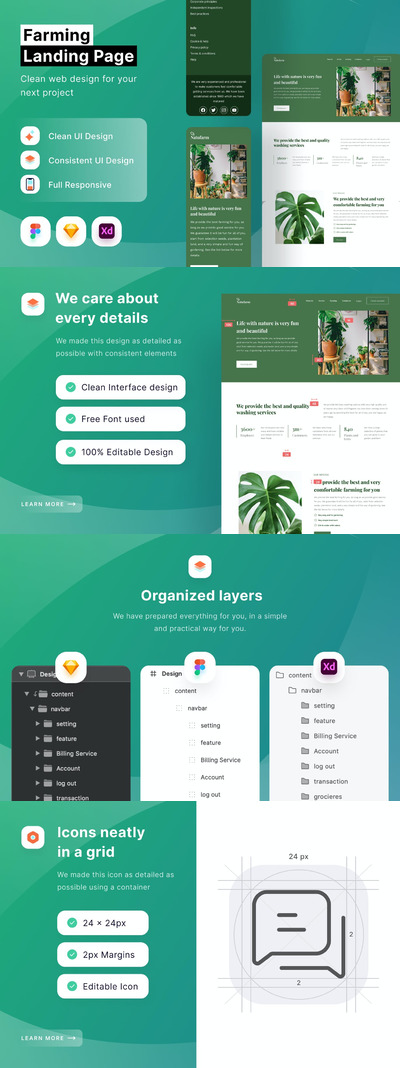 响应式农业网页模板 (FIG,SKETCH,XD)