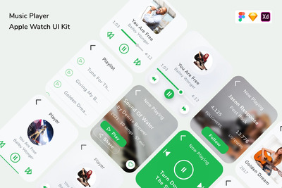 苹果手机音乐APP模板(FIG,SKETCH,XD)