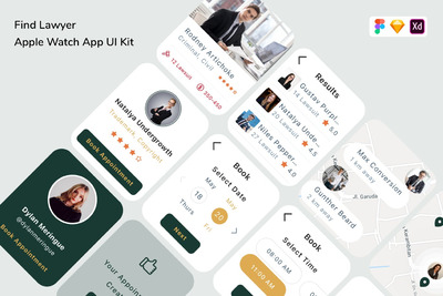 找律师 Apple Watch App UI Kit (FIG,SKETCH,XD)