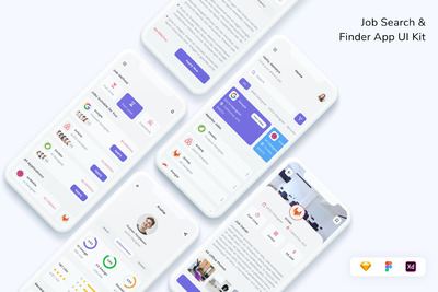 找工作App UI Kit (FIG,SKETCH,XD)