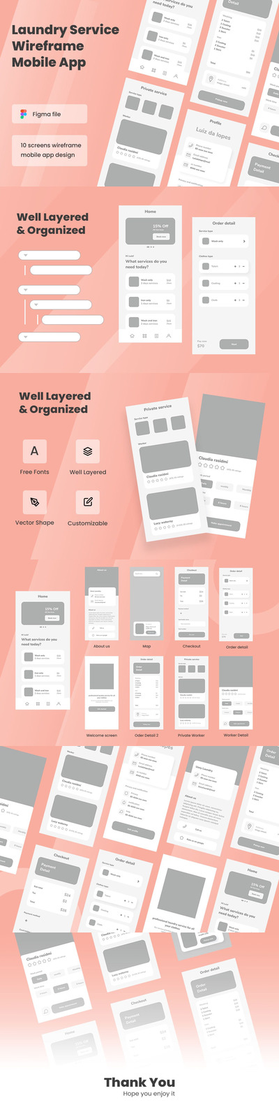洗衣服务线框图Apps (FIG)