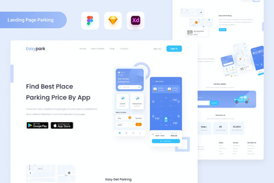 停车着陆页网页UI模板 (FIG,SKETCH,XD)