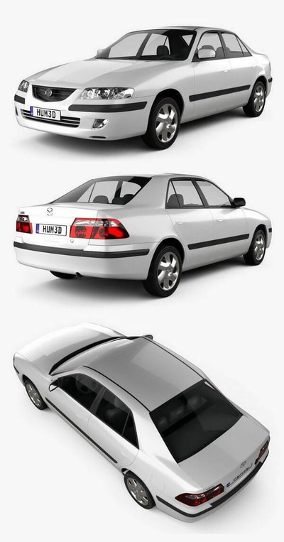 马自达 626 GF sedan 1998 复古汽车3D模型下载 (MAX,3DS,FBX,OBJ,C4D,LWO)