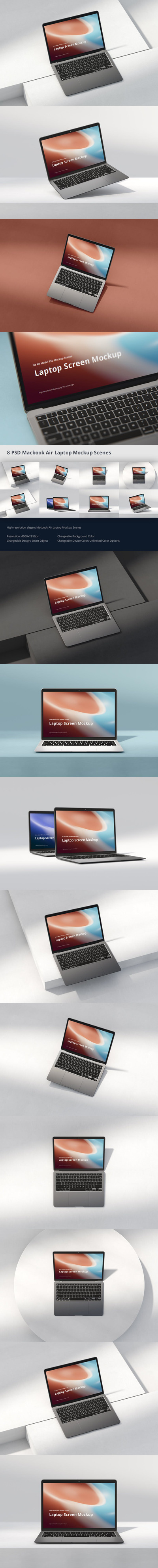 高品质的MacBook Air UI样机展示模型mockups