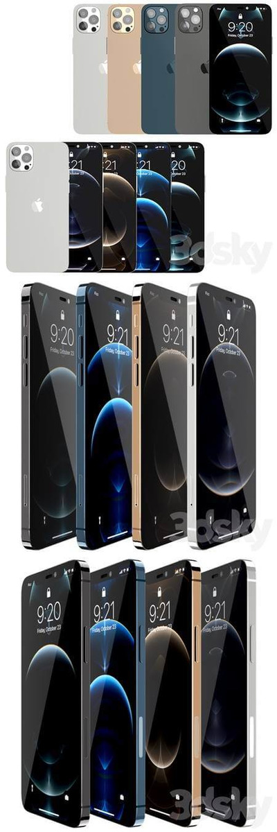 iPhone 12 Pro Max 手机3D模型 (MAX,FBX,OBJ,TEX,3D Models)