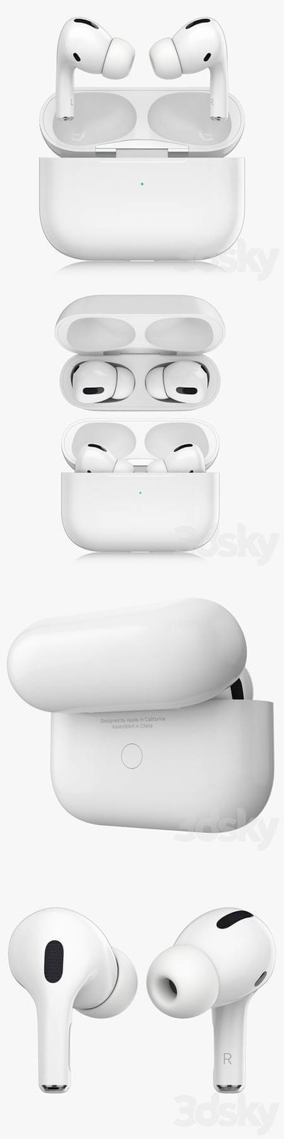 AirPods Pro 苹果蓝牙耳机3D模型 (MAX,FBX,OBJ,TEX,3D Models)