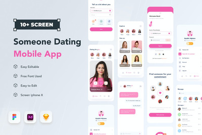 约会交友 APP UI kits 模板 (FIG,SKETCH,XD)