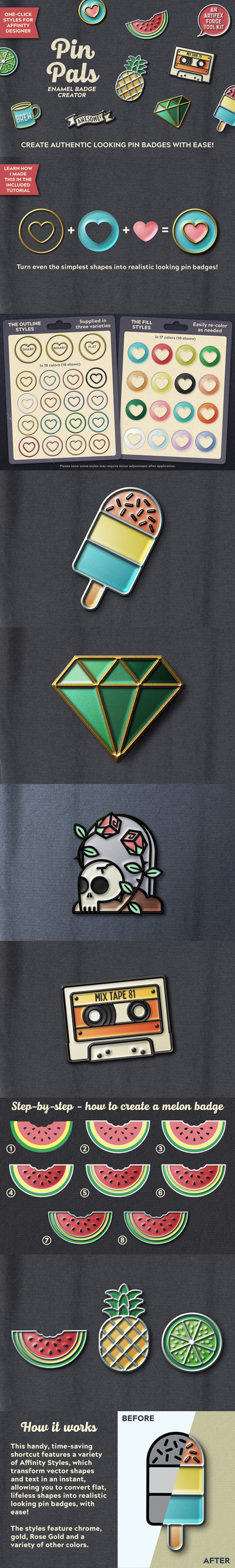 3D珐琅别针徽章制作模板 (afdesign,afstyles)