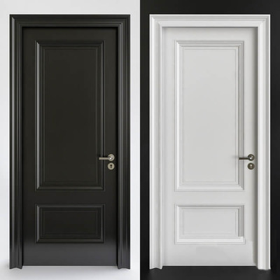 黑色和白色木质室内门3D模型（OBJ,FBX,MAX）