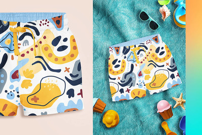 婴儿/儿童泳裤图案设计样机 (psd)