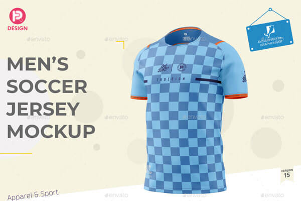 男子足球球衣样机 (psd)