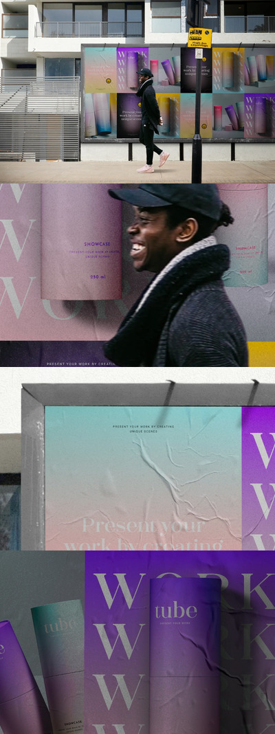 墙面海报设计展示样机 (PSD)