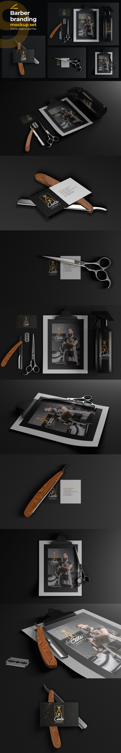 理发师品牌设计样机 (PSD)