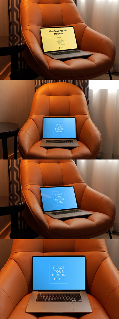 室内笔记本电脑展示样机 (PDF,PSD)