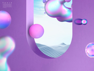 渐变圆形元素抽象空间海报背景素材 (psd)