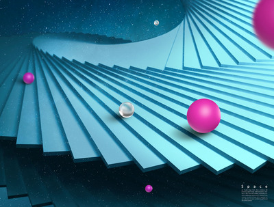 环形阶梯创意空间海报背景素材 (psd)