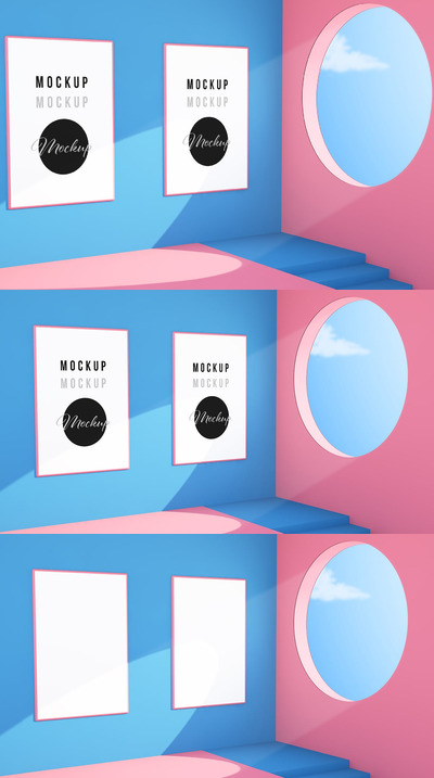 抽象场景的海报设计展示样机 (PSD)